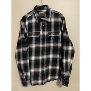 Orvis Heavy Knit Flannel Shacket Men's XL Black Brown‎ Plaid Outdoors Work Wear